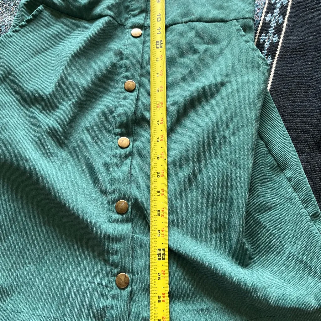 SHEIN Teal Blue Midi Dress Overalls SZ M Button-Up Sleeveless Vest Cottagecore - Image 9