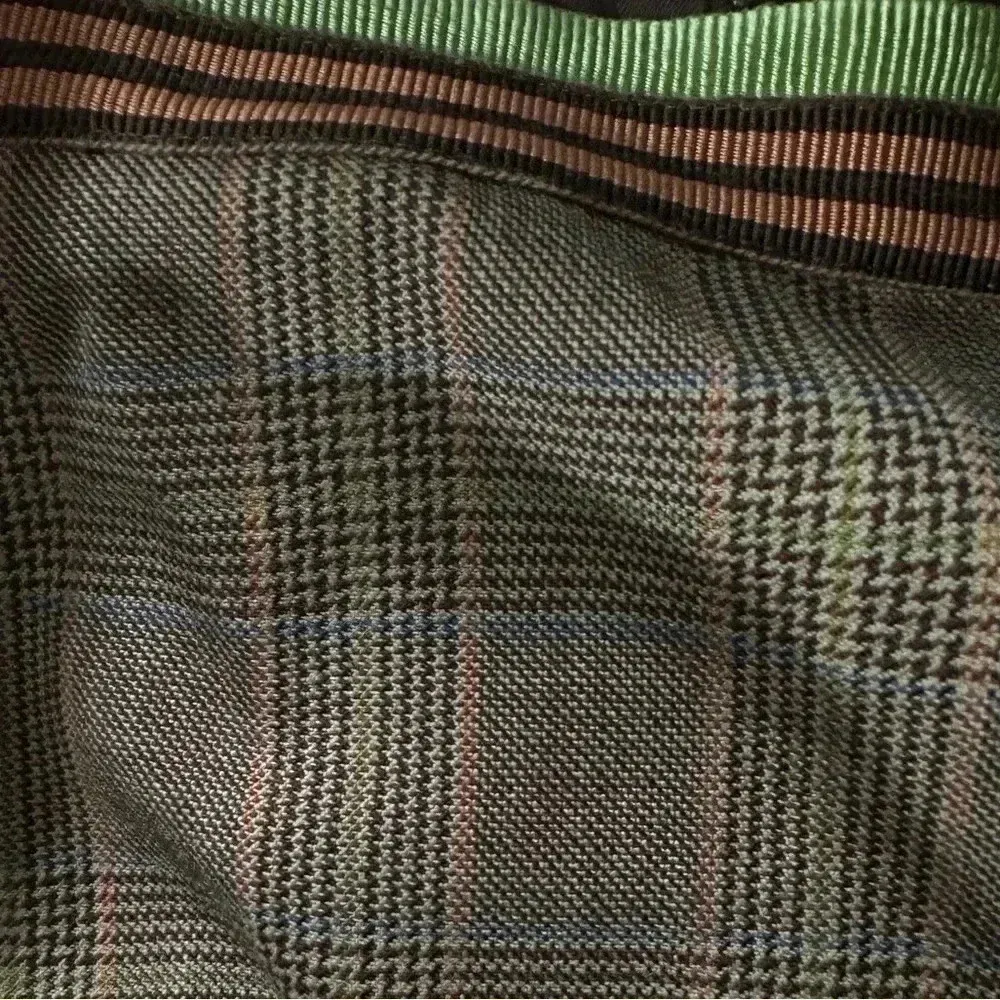 Vintage Carlisle Felicity Wool Brown Orange Plaid Ruffle Pencil Skirt Size 6 - Image 9