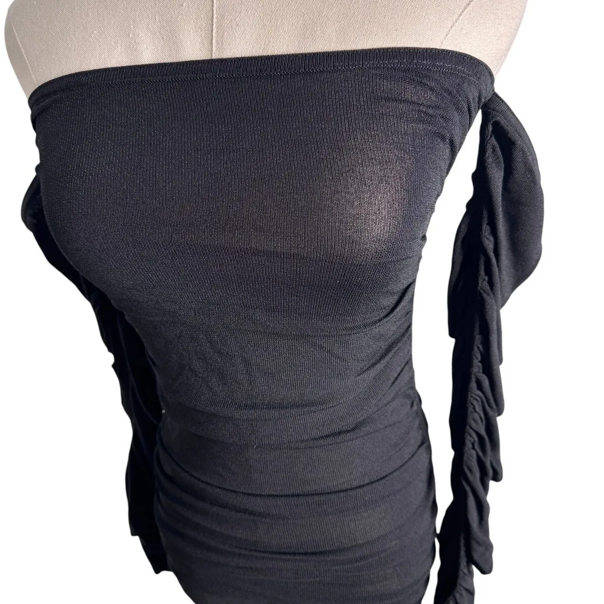 Altuzarra Trikera Off-Shoulder Jersey Maxi Dress sheer long sleeve black size XS - Image 9