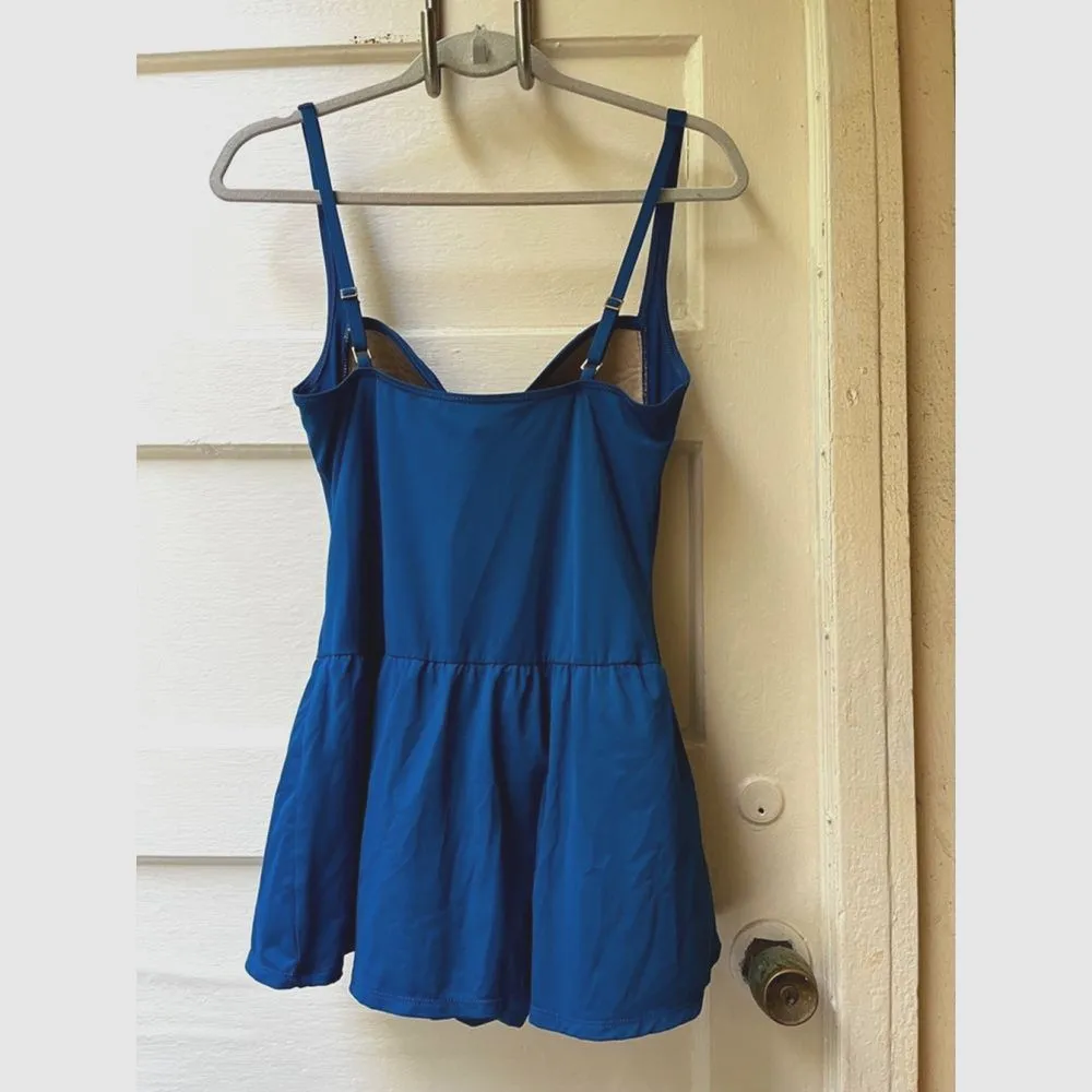 La Blanca Womens swimsuit 14 Electric Blue Skirted strappy gathered shelf bra - Image 7