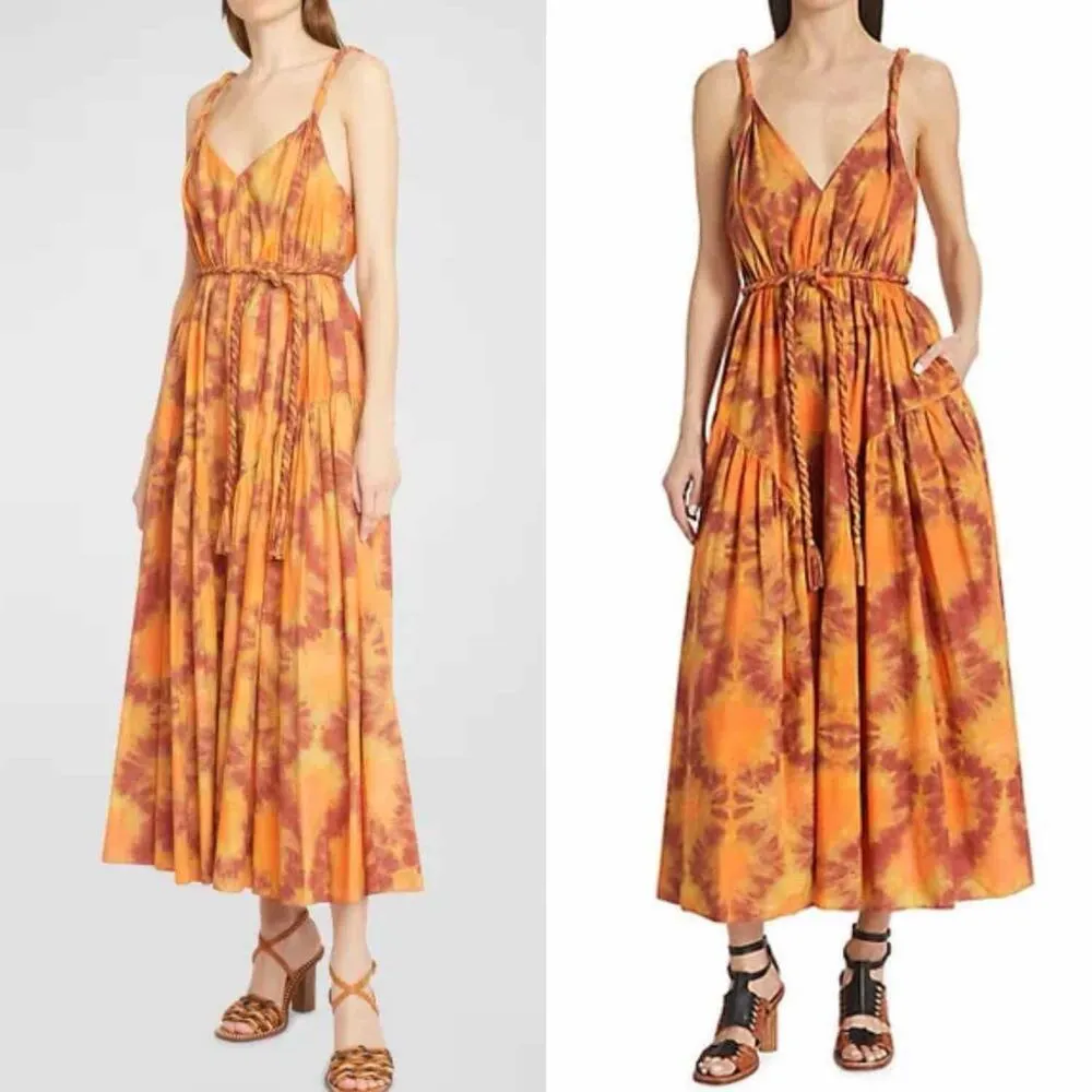 Ulla Johnson Valentina Braided Tie Belt  Midi Dress in Red Topaz Size US 6 - Image 15