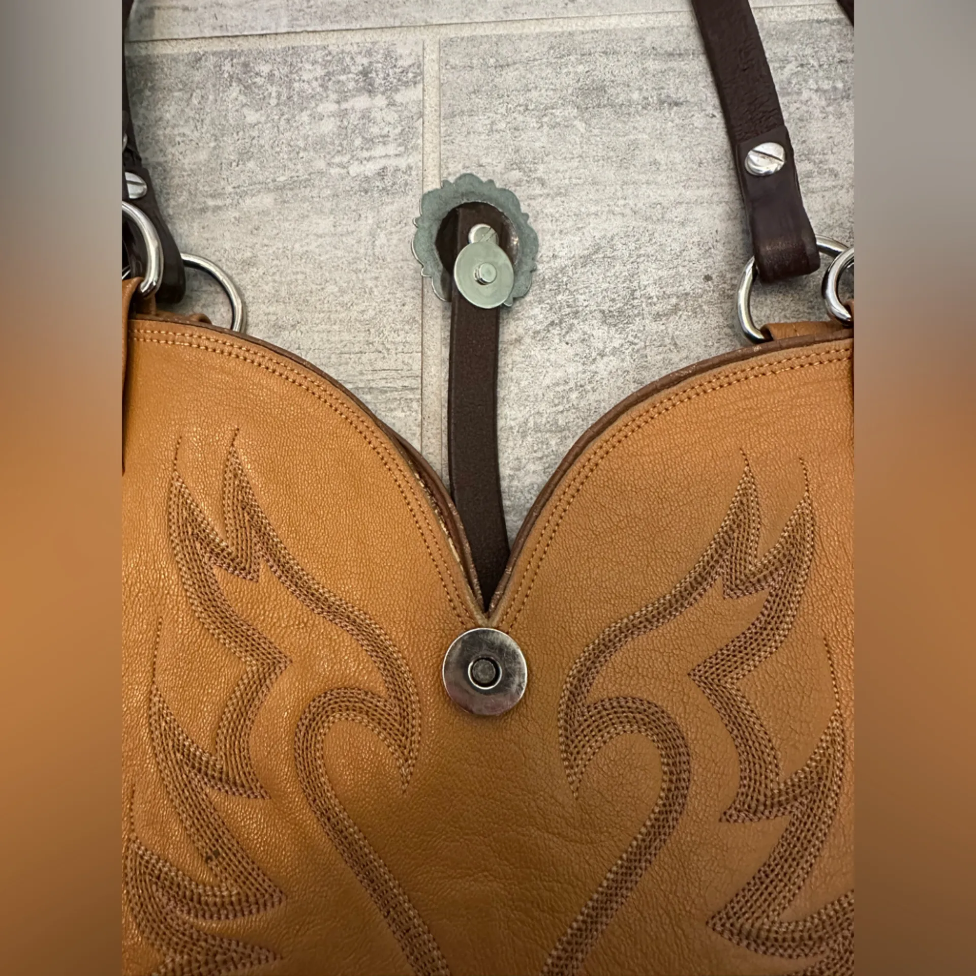 Nocona Boots Vintage Purse Bag Brown - Image 9