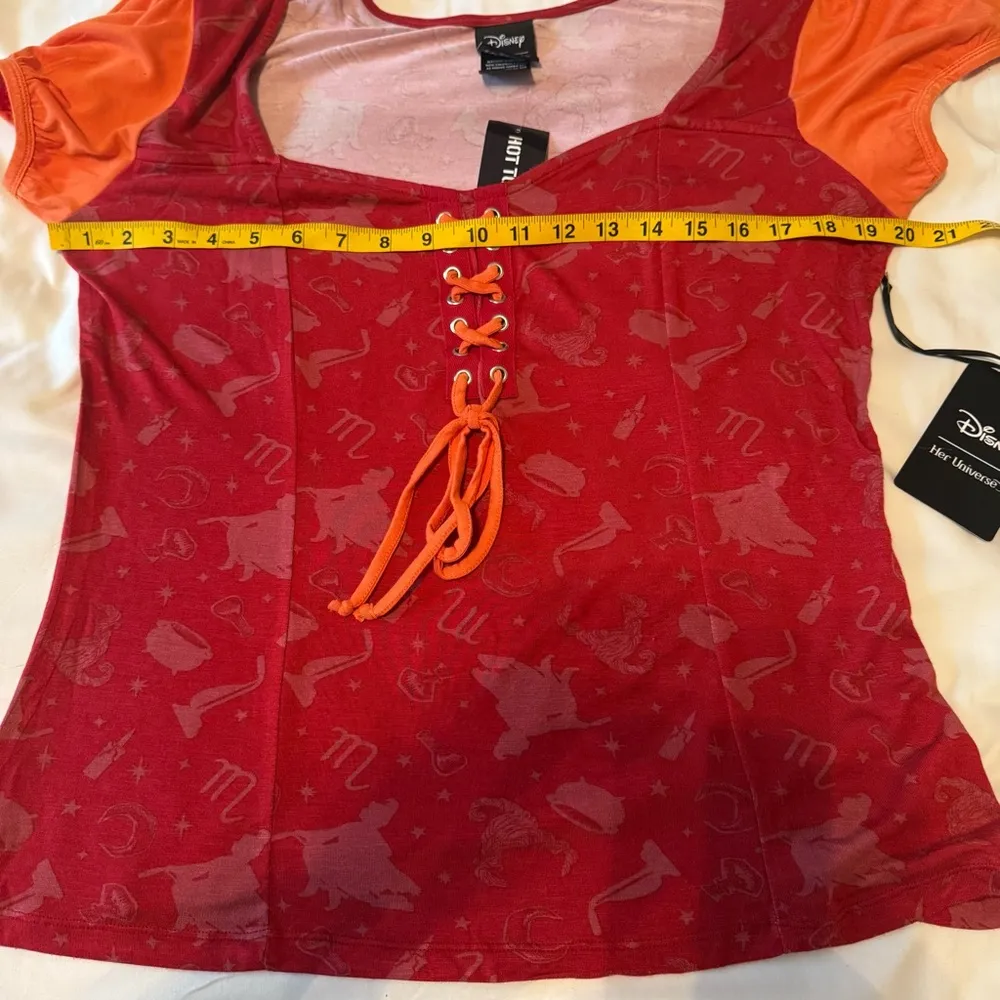 Disney Her Universe Hot Topic Hocus Pocus Mary Sanderson Lace-Up Top XL Stretch - Image 7