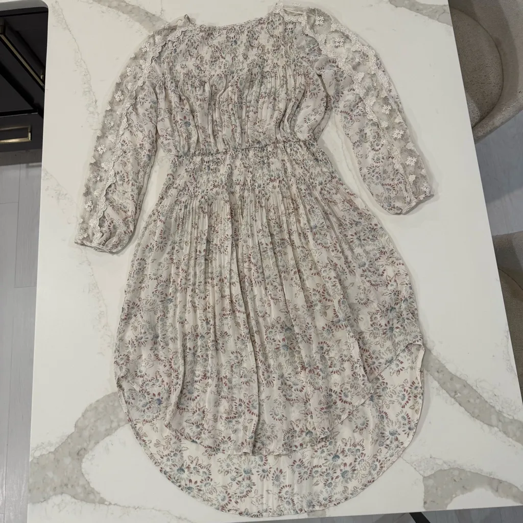 Free People Floral Charolette Chiffon Midi Dress Women’s Small Alabaster Combo - Image 6