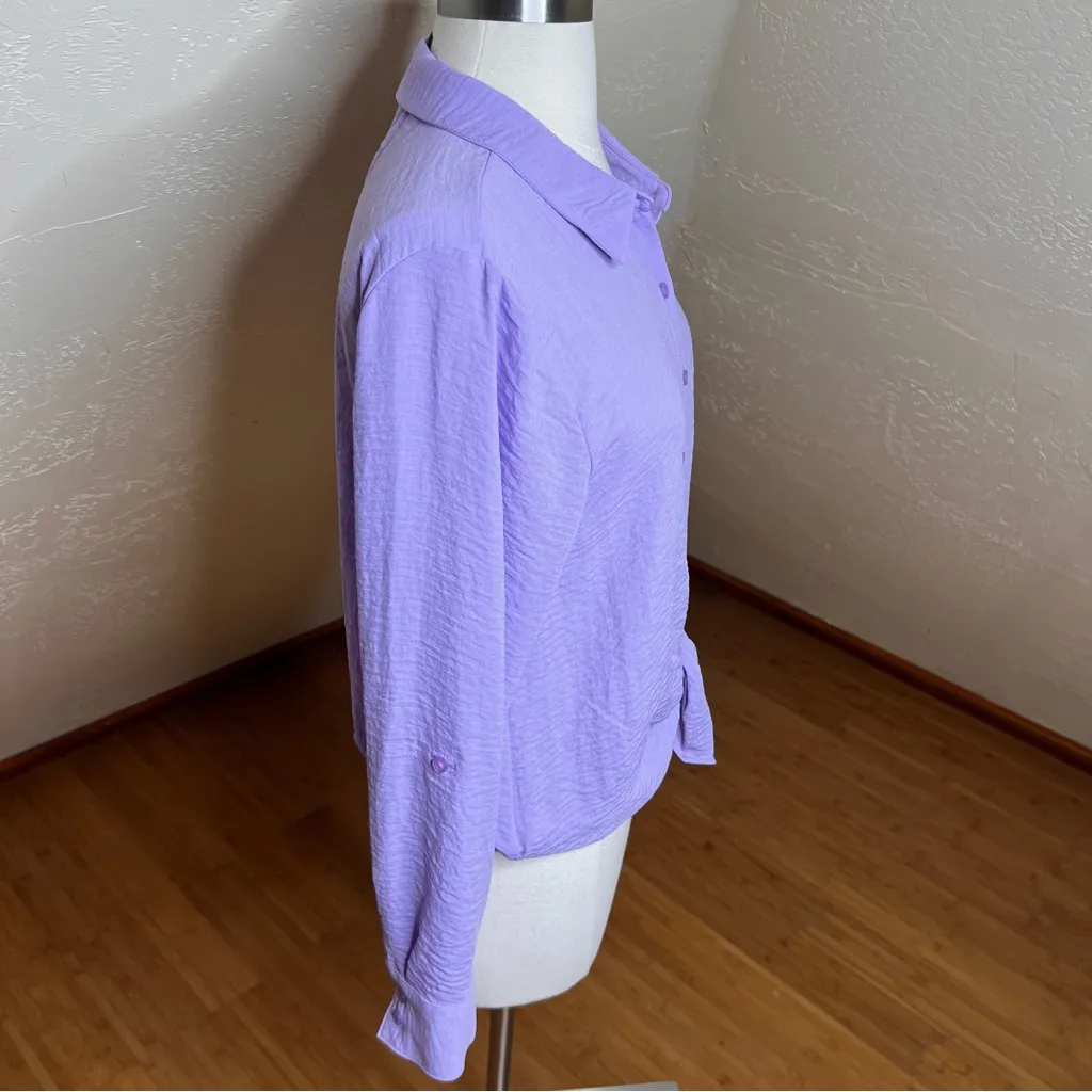 Simply Vera Vera Wang Lilac Purple Button Down Shirt Tie Waist M - Image 8