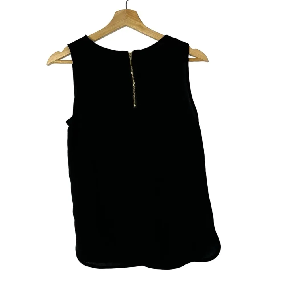 Forever 21 Black Chiffon Zip Back Sleeveless Tank Top XS - Image 2