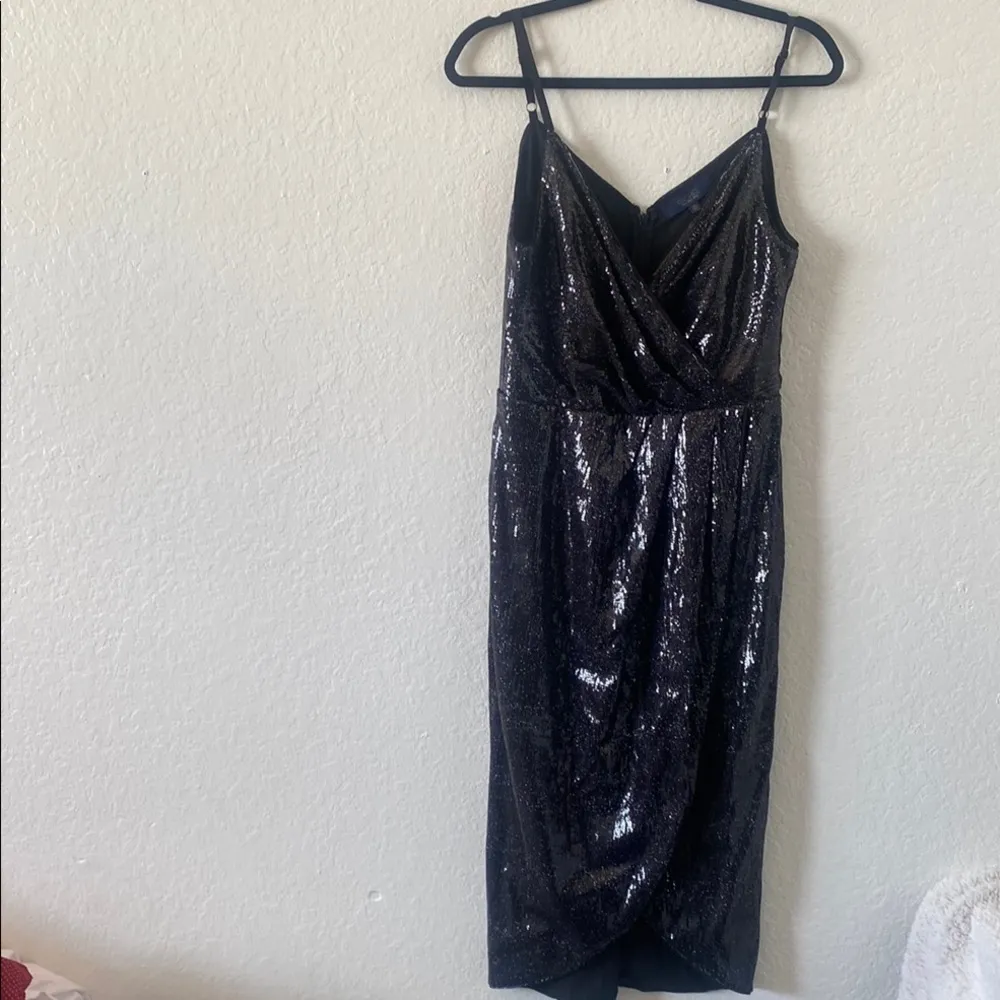 RACHEL Rachel Roy Black Asymmetrical Wrap Midi Dress Size 10 - Image 2