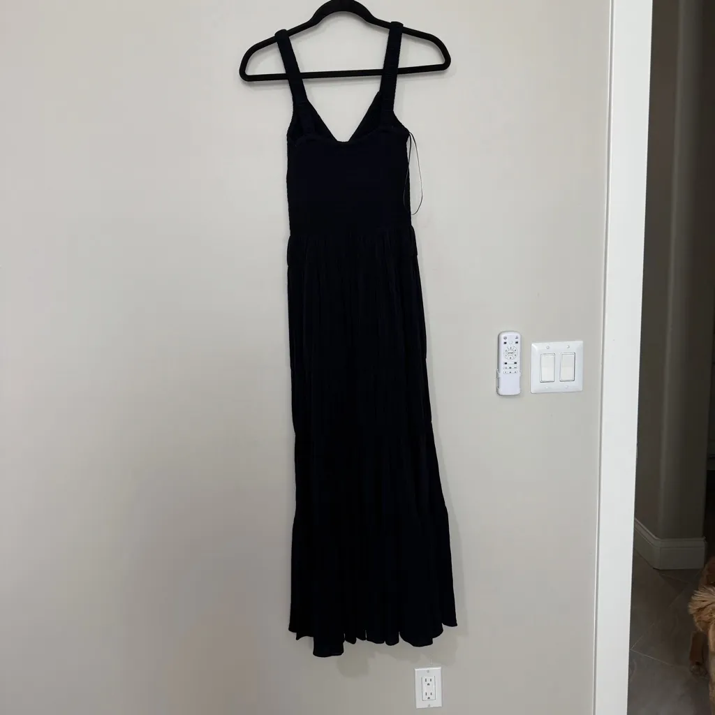 La Ligne Mary Alice Smocked Tank Jersey Midi Maxi Dress Black Size XS - Image 8