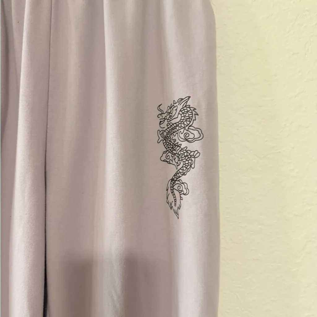 ROMWE Light Purple Track Pants with Dragon Print - Image 2