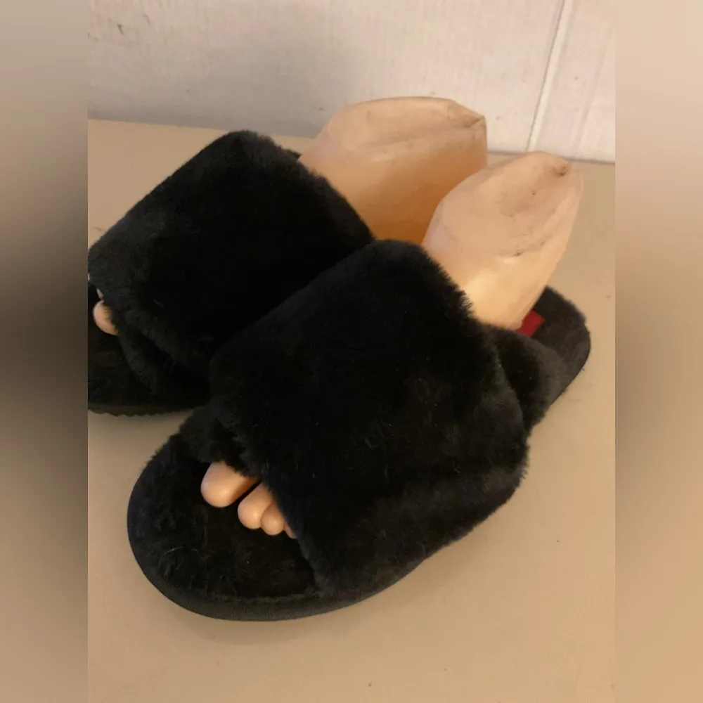 Sorel women black fur fuzzy Go mail Run slippers sandals Size 7 - Image 6