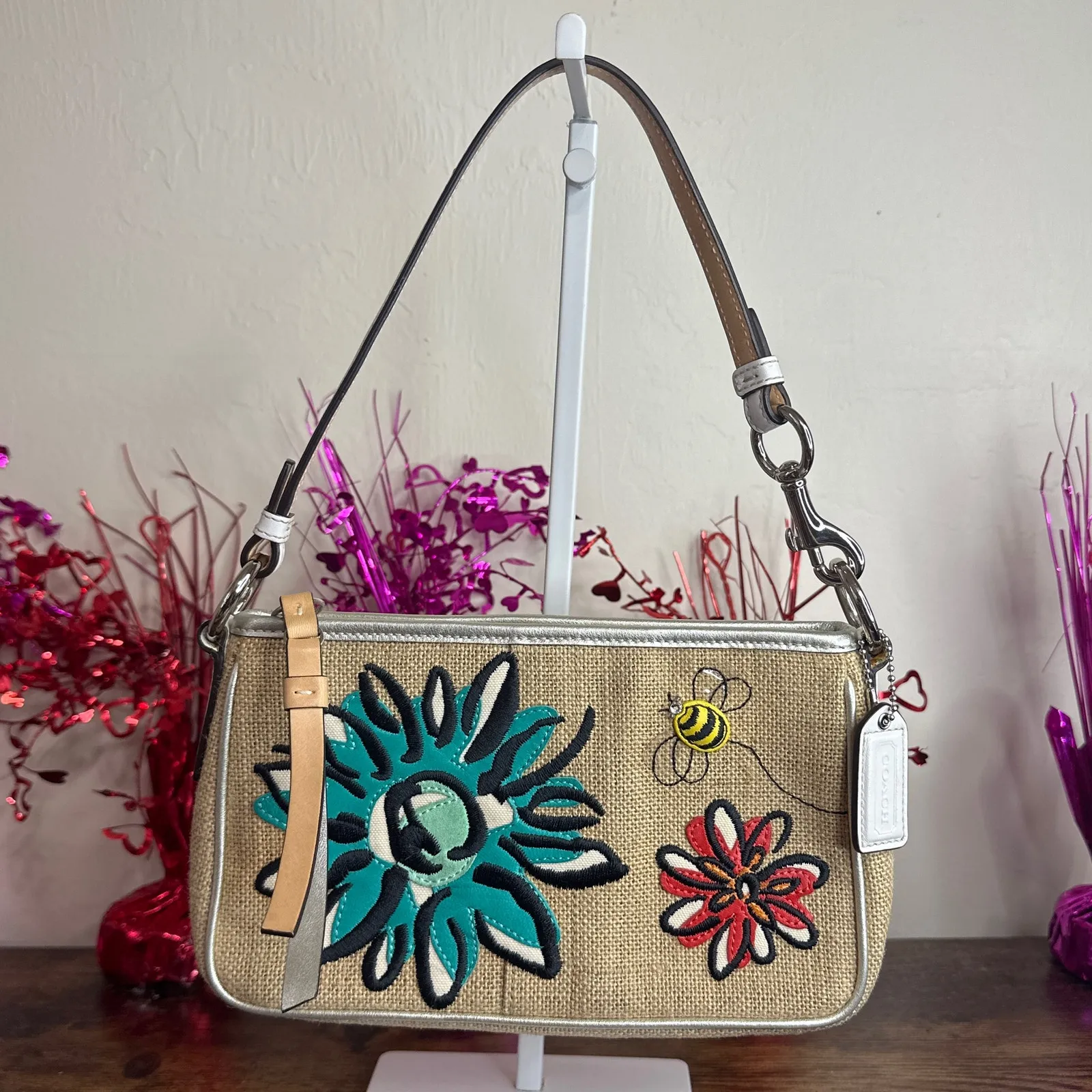 y2k COACH Vintage Bumble Bee Floral Mini Bag Demi - Image 11