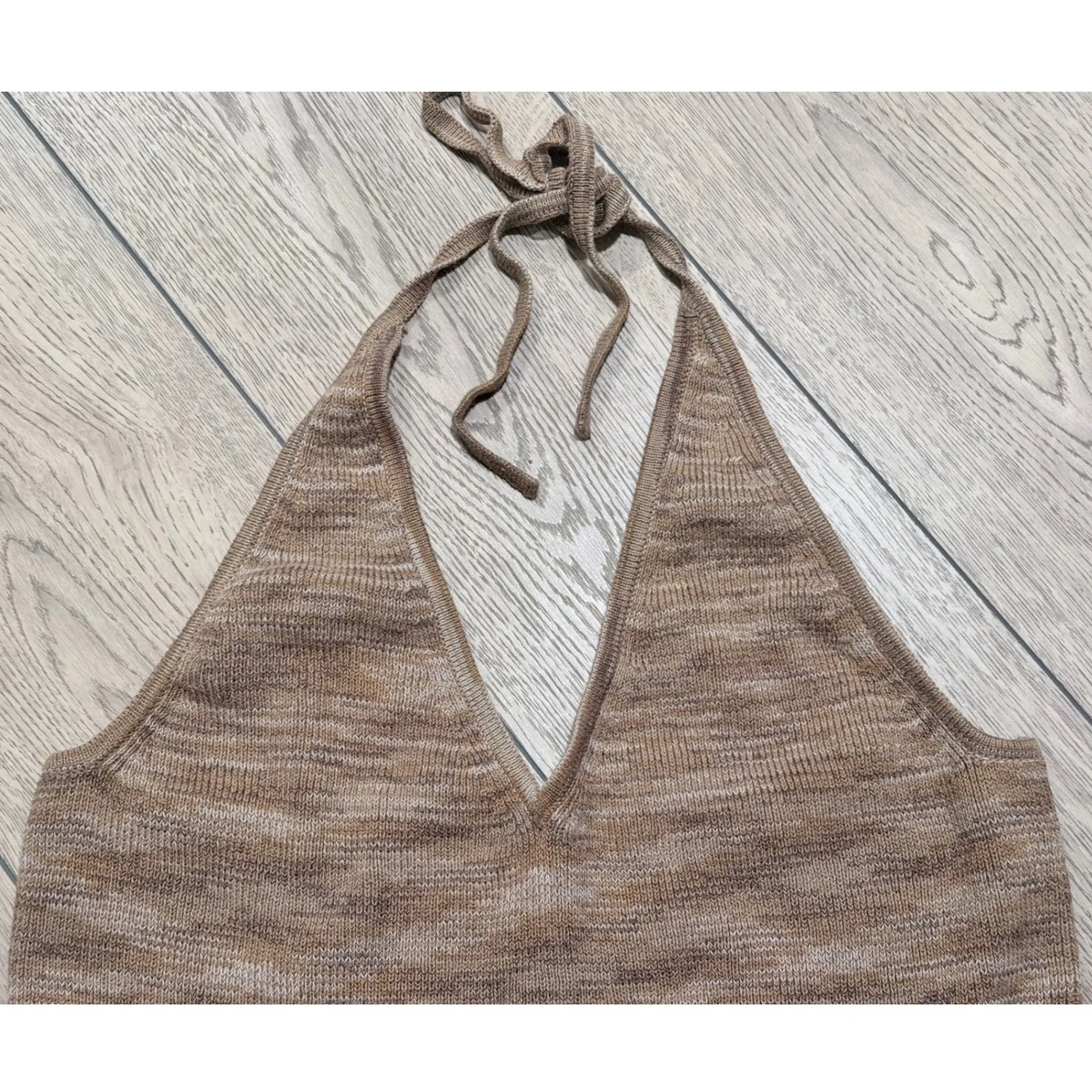 Wild Fable Knit Halter Top Brown Plaid Sparkle Lightweight Size XXL - Image 3