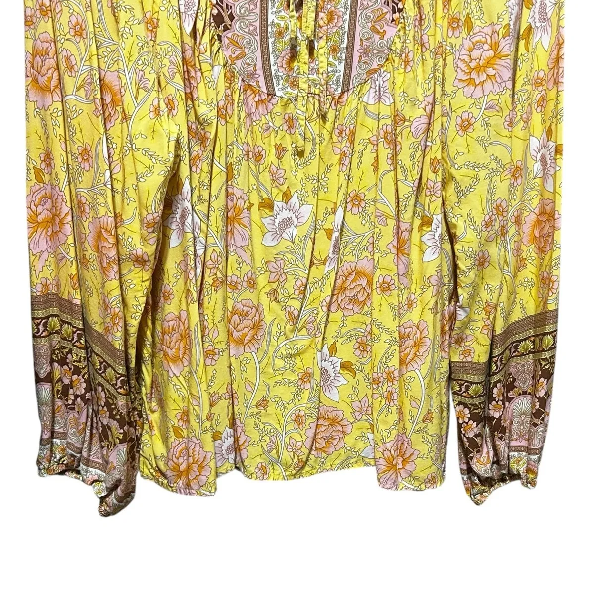 Kaywide Women Boho Floral Babydoll Tunic Top‎ XXL Cottagecore Festival Hippie Yellow Size 2X - Image 7