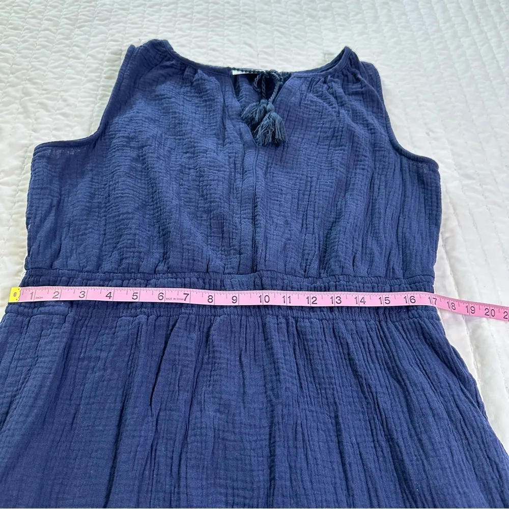 100% Cotton Navy Sleeveless Midi Dress/Swim Cover - Image 6