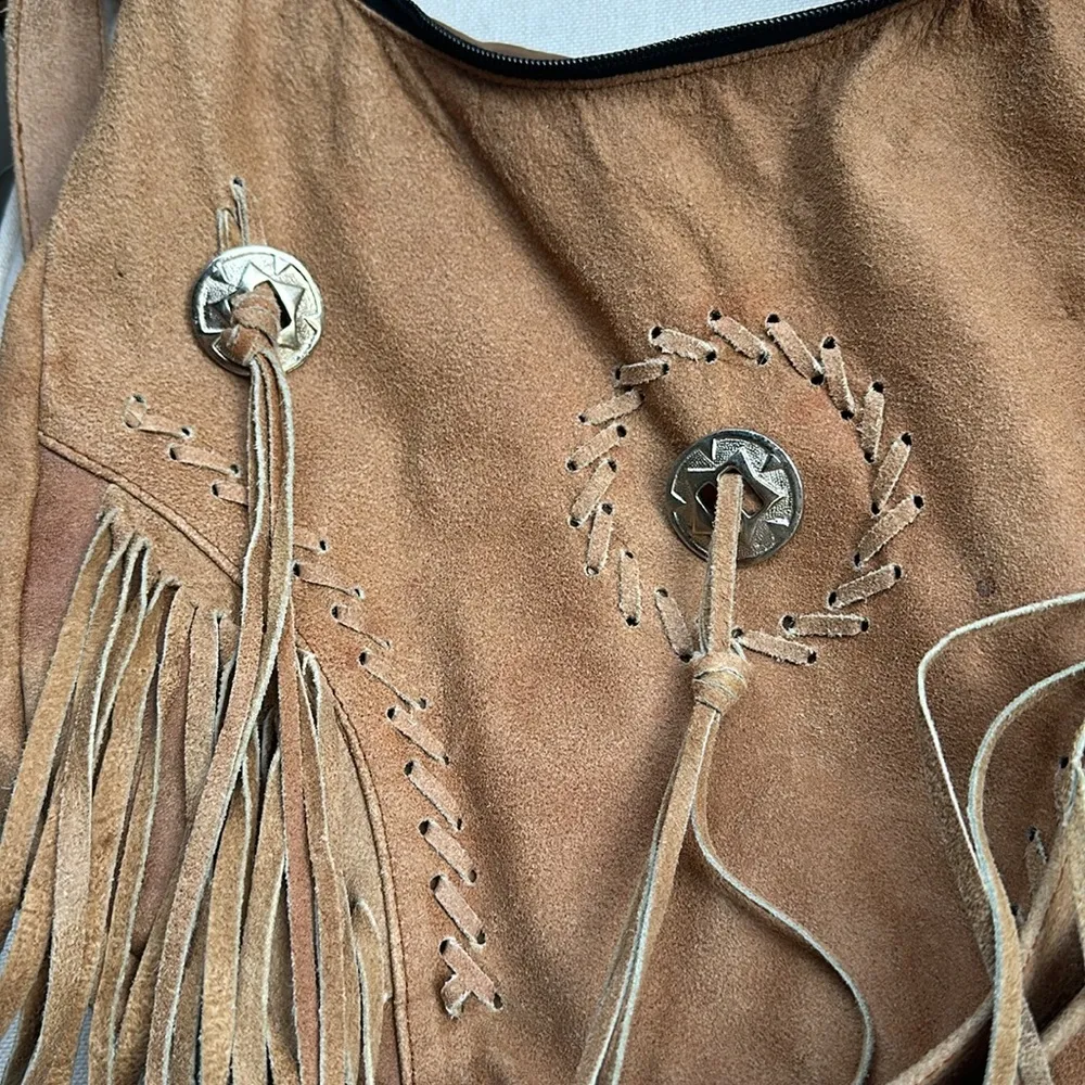 Cow Leather Purse Western Tan & Silver Embellishment Purse - Image 2