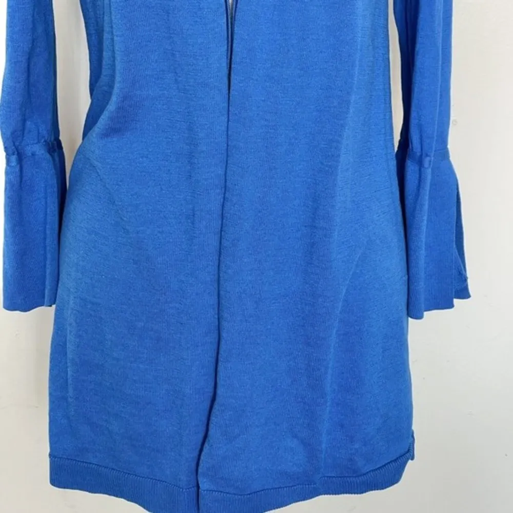 Talbots Womens Open Cardigan Knit Blue Sz Small Spring Easter Flared Slit Sleeve - Image 6
