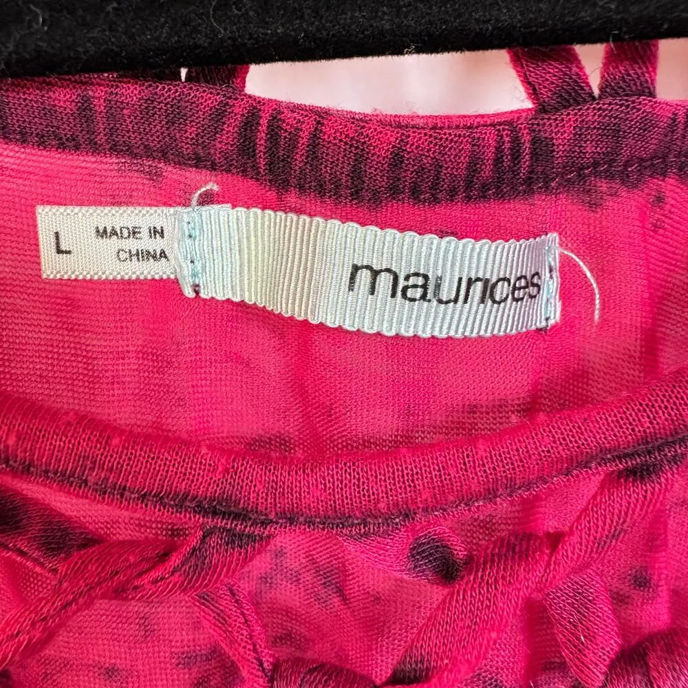 Y2K Indie Sleaze McBling Hot Pink Black Fairy Grunge Fitted Scene Shirt Large - Image 7