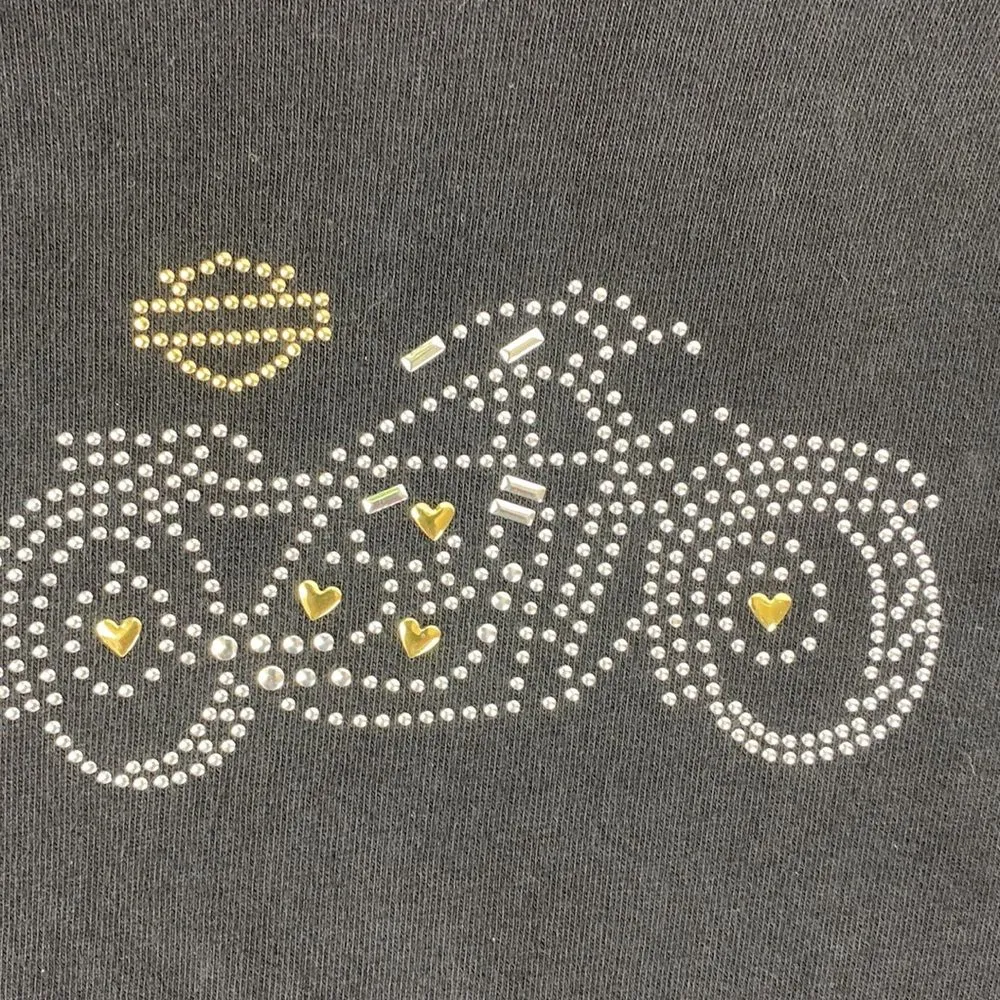 Harley Davidson Black Vintage Long Sleeve Embellished Pensacola FL Tee T Shirt M Size M - Image 4