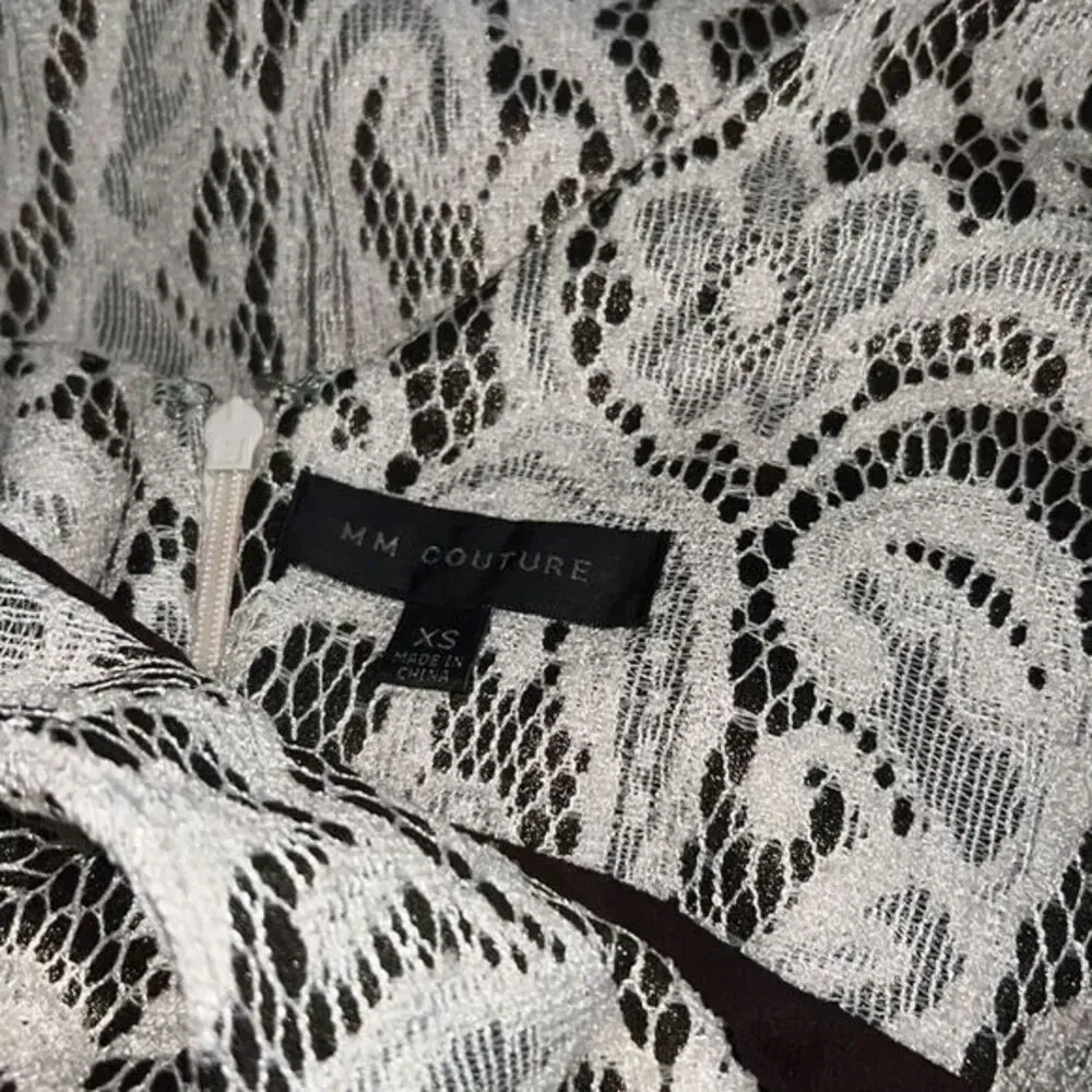 MM Couture Lace Sheath Dress Ivory Size XS - Image 3