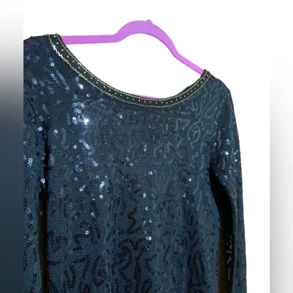 MNG Suit Black Backless Sequins Dress Size‎ Medium - Image 7
