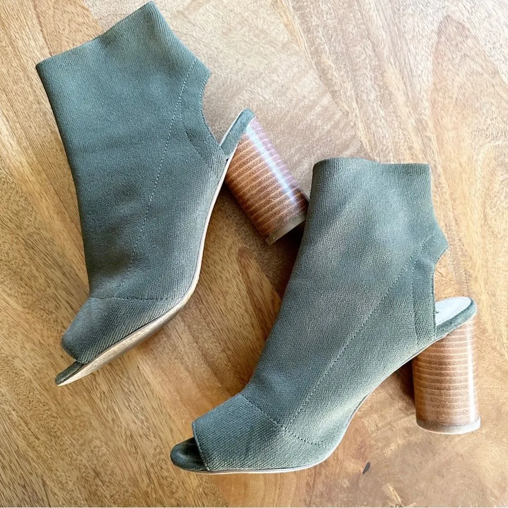 Steve Madden Sunnie Open Toe Cutout Ankle Sock Bootie Olive Green Women's 6.5 M - Image 3