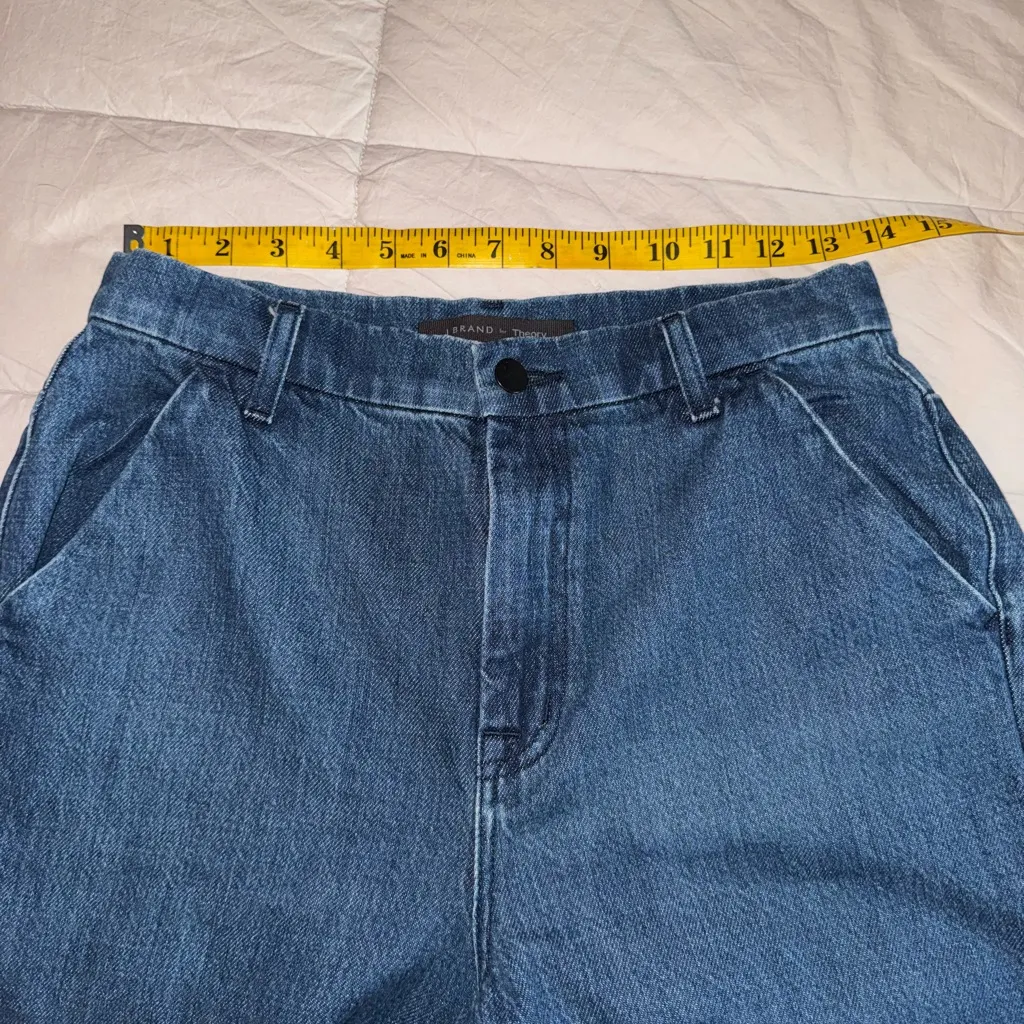 Theory Blue Wide Leg Flare Jeans - Image 8