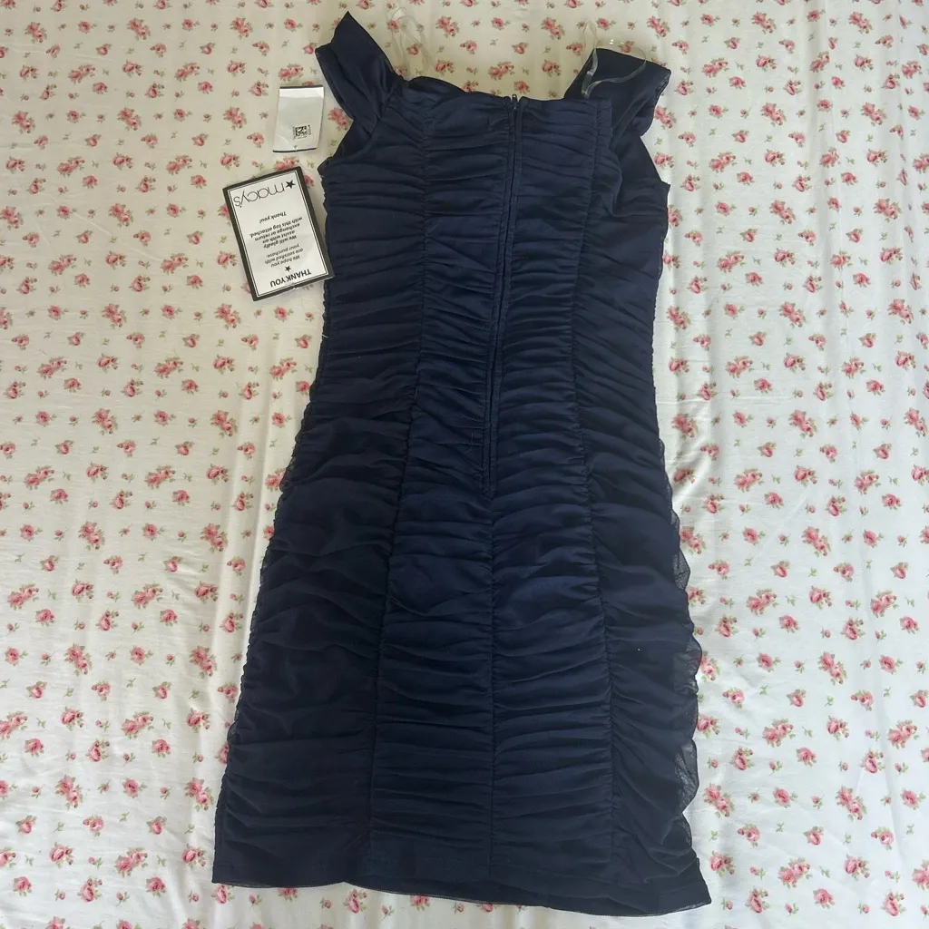 Crystal Doll Blue Ruched Bodycon Mini Dress - Image 4