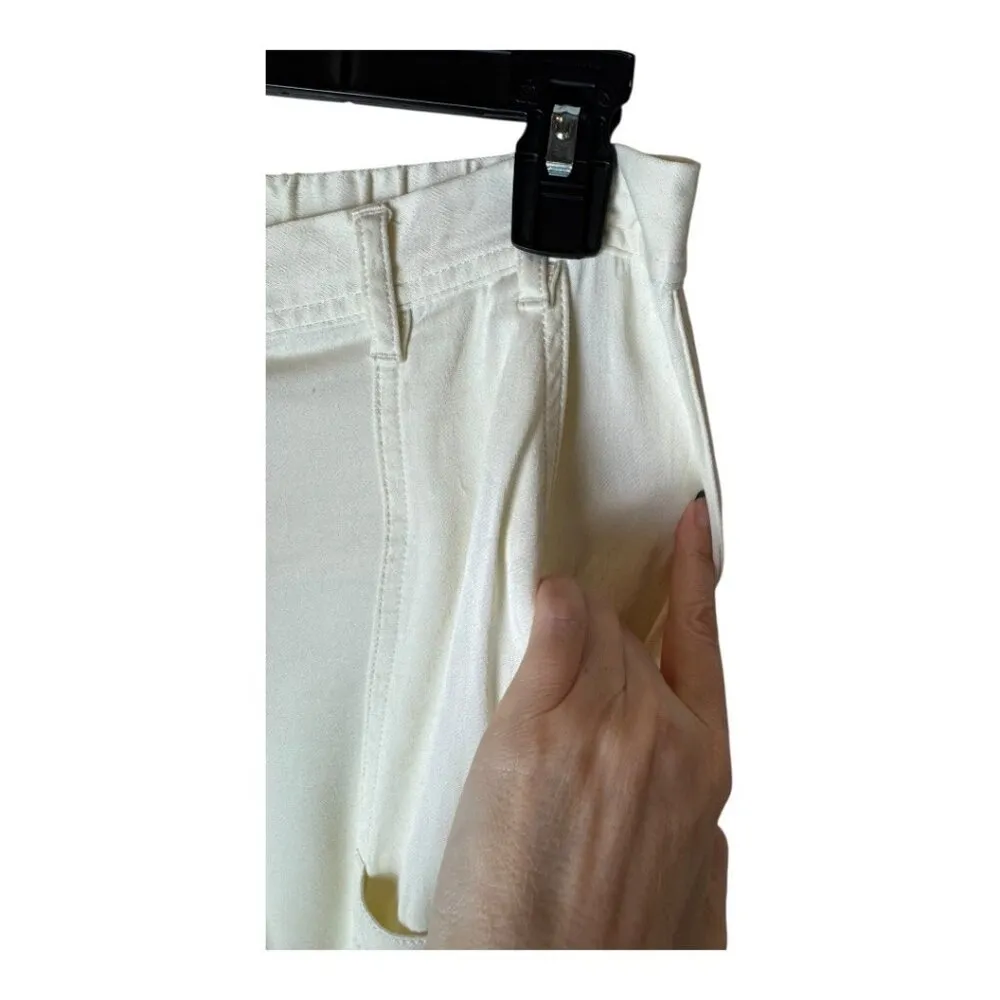 Maeve Anthropologie Pants Women 4 Ivory Port Side Satin Utility Cargo Streetwear - Image 6