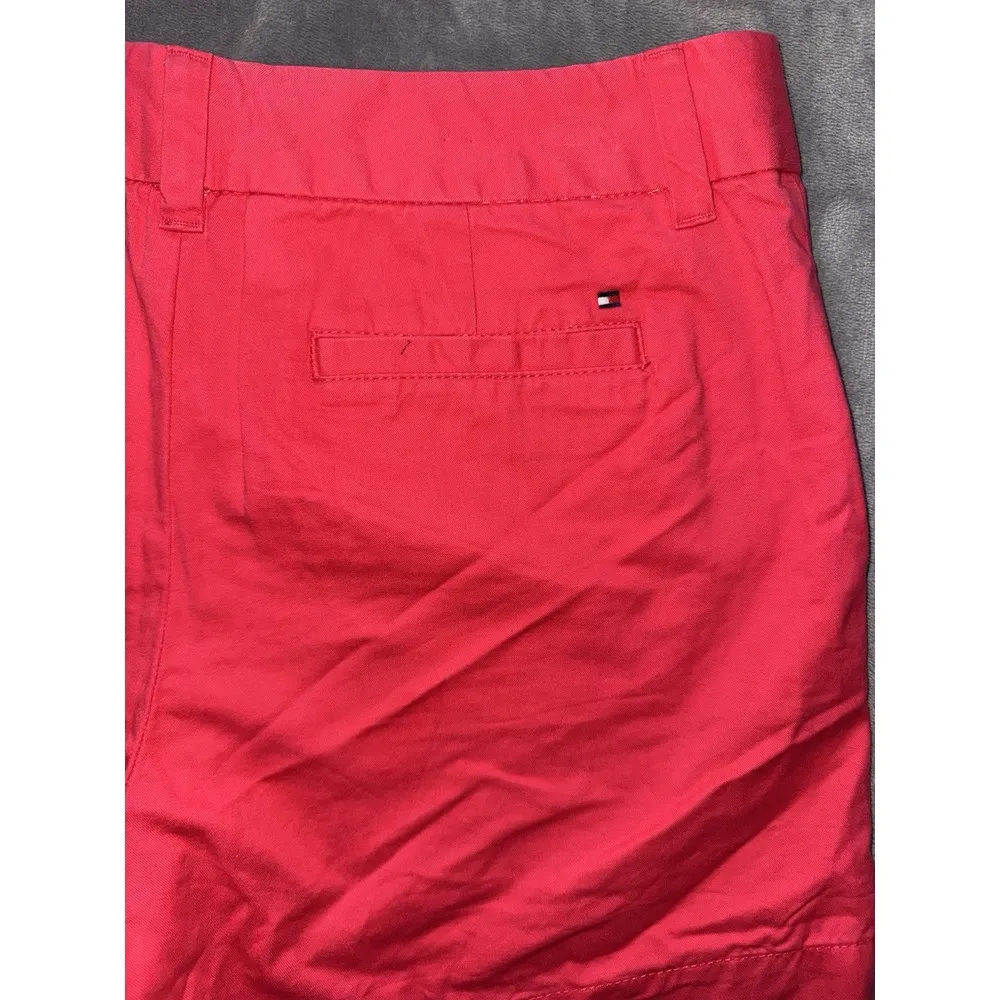 Tommy Hilfiger Women Casual‎ Shorts Mid Rise Khaki Chino Pocket Coral Pink Sz 6 - Image 5