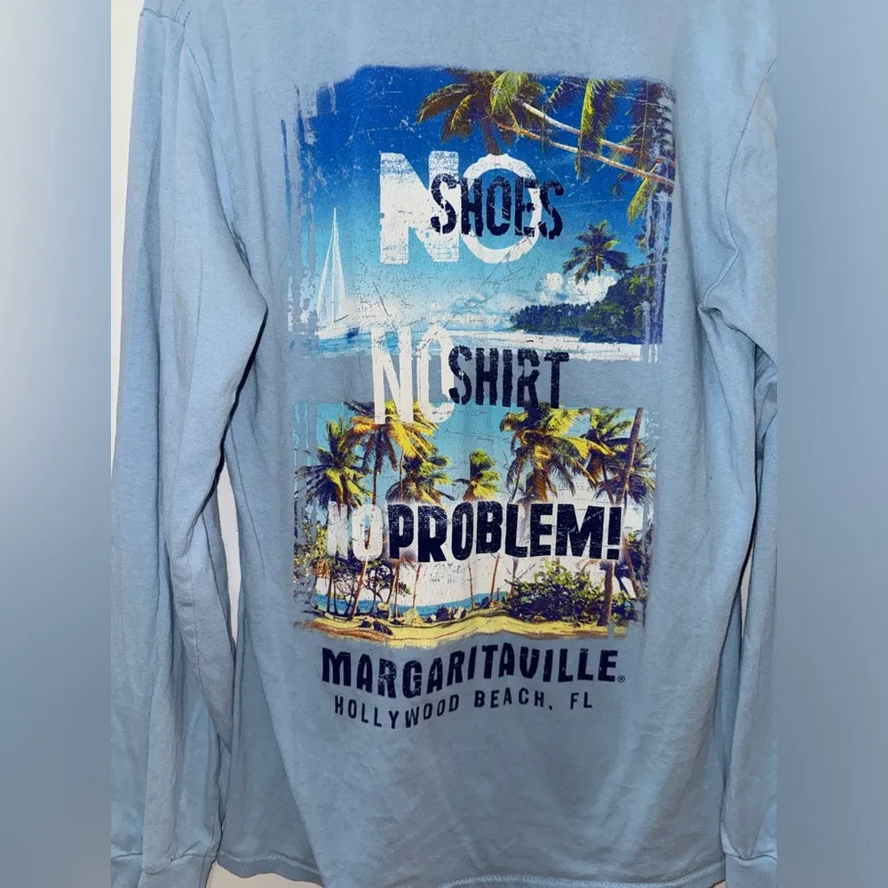 SM Margaritaville Blue Hollywood Beach Florida Graphic Long Sleeve Shirt - Image 6