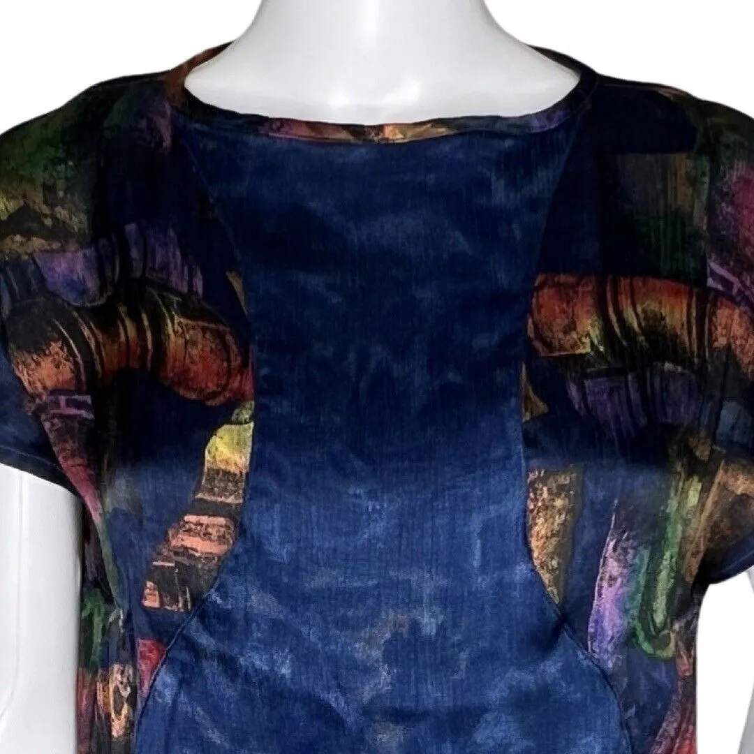 Cache Blouse Womens Small Blue Multicolor Geometric Colorful Artsy Art‎ to Wear - Image 5