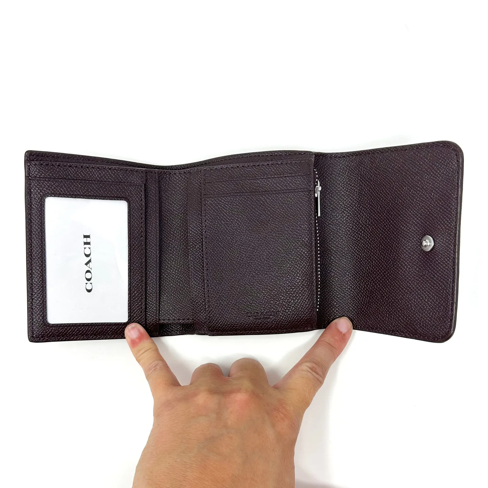 Coach Small Trifold Wallet in Mist Purple Leather CF427 - Image 4