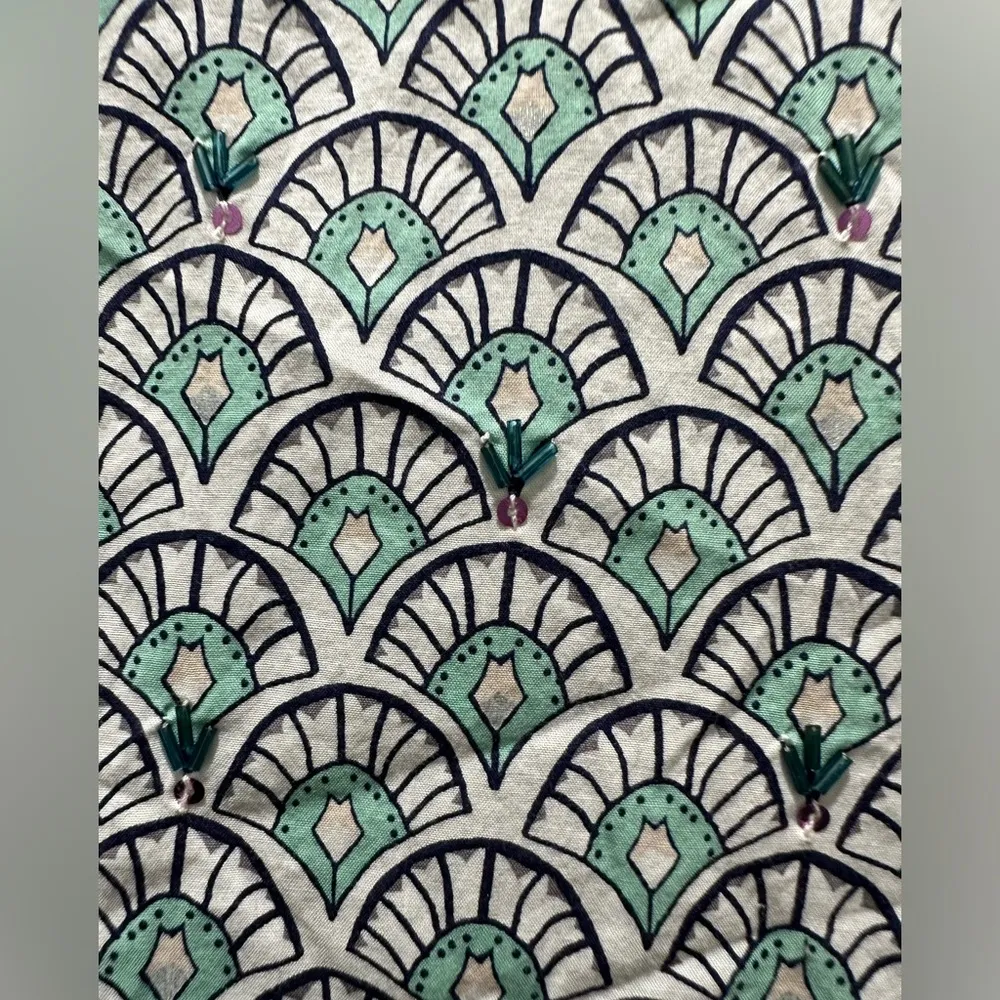 Lands End Women’s Swim Cover-Up Jewel White Turquoise Medium (10-12) 3/4”sleeves - Image 4