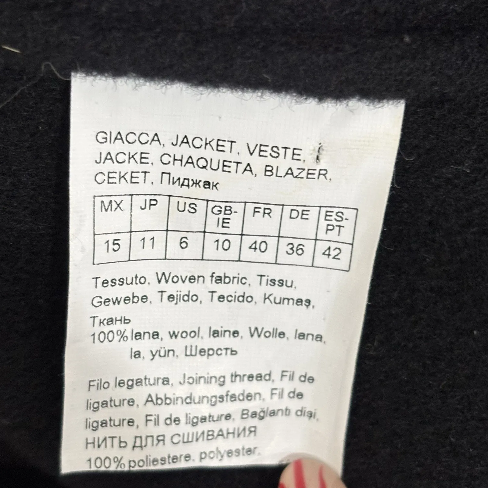 Marina Rinaldi Size M Black 100% Wool Flannel Moto Jacket Max Mara Italy - Image 5