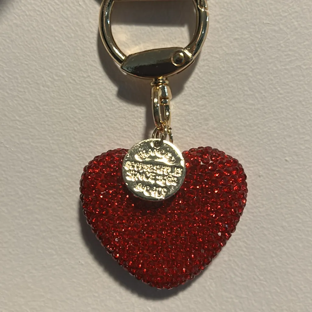 Red Heart Keychain with Gold Accents - Image 2
