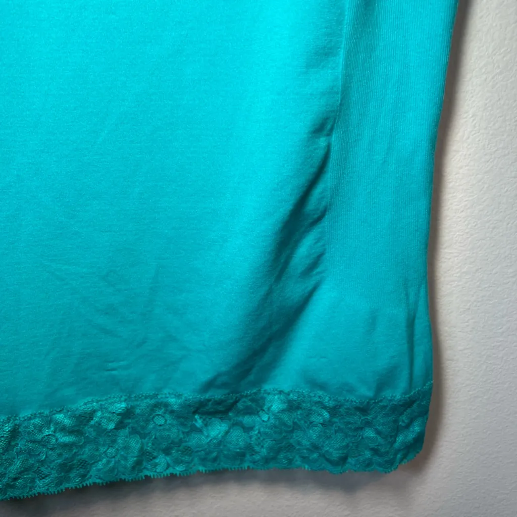 Lace Trim Cami Top Aqua Sleeveless Tank Top Whimsical Babydoll Aqua Womens Large Green - Image 4