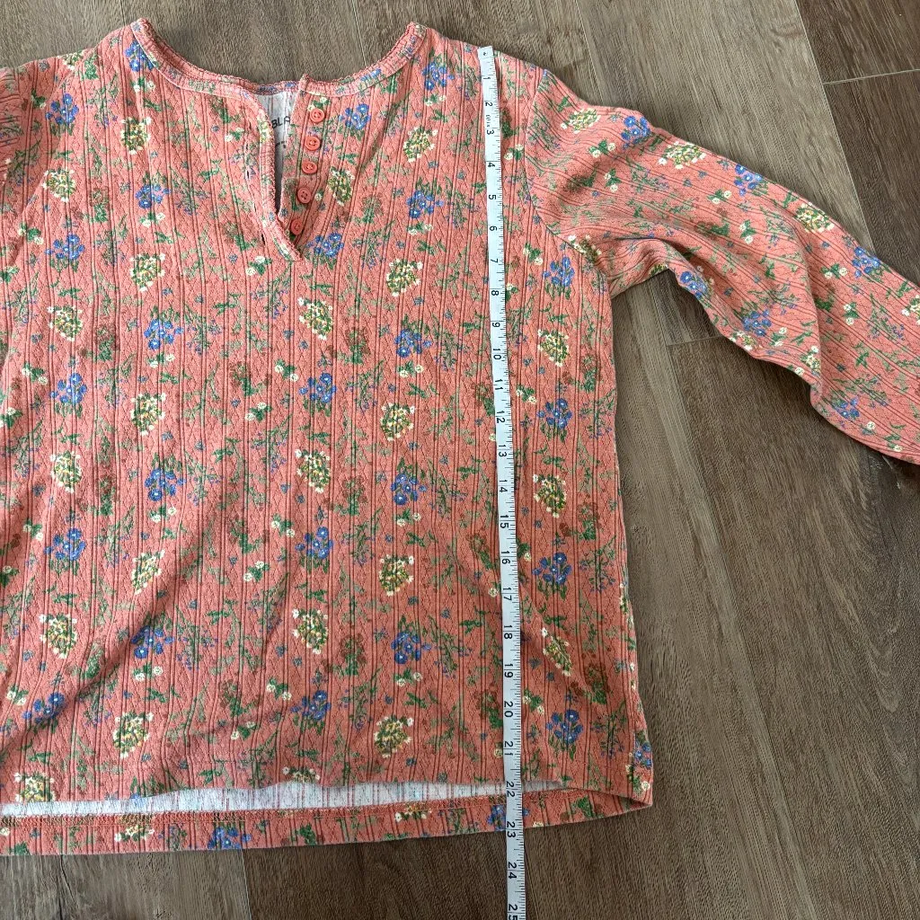 Blair Peach Floral Long Sleeve Top - Size Medium - Image 6