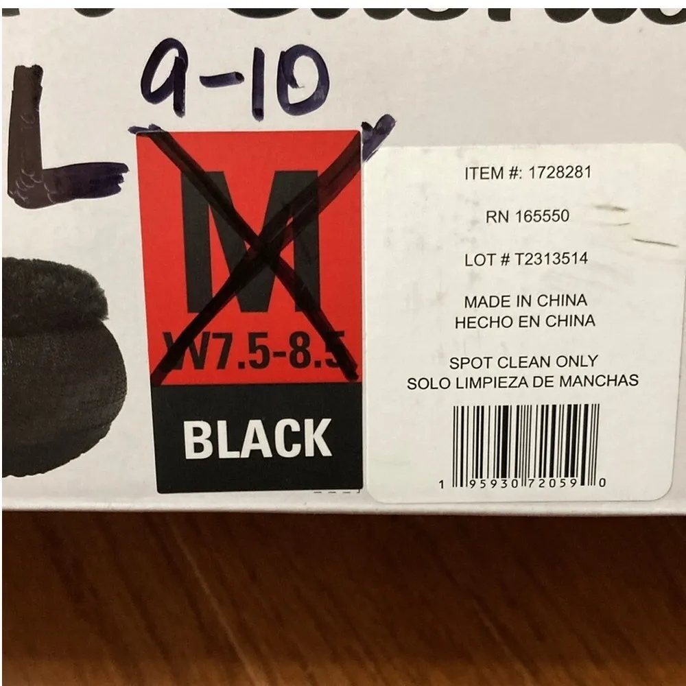 32 Degrees Heat Plush Faux Fur Cushion Slide Slipper, Black, NEW, Size L - Image 7