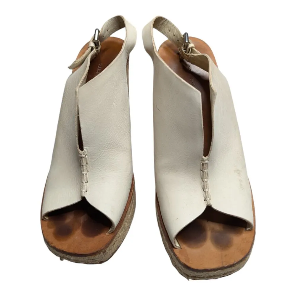 Vera Wang Lavender Label Mary Ann Ivory Leather Slingback Jute Wedge Sandals 9 - Image 2