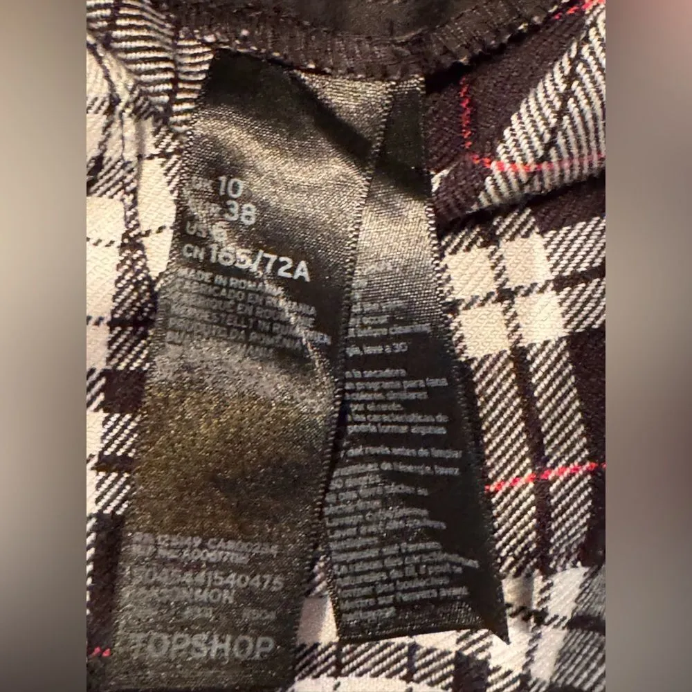 TopShop Black and White Plaid Pants Size 6 - Image 5