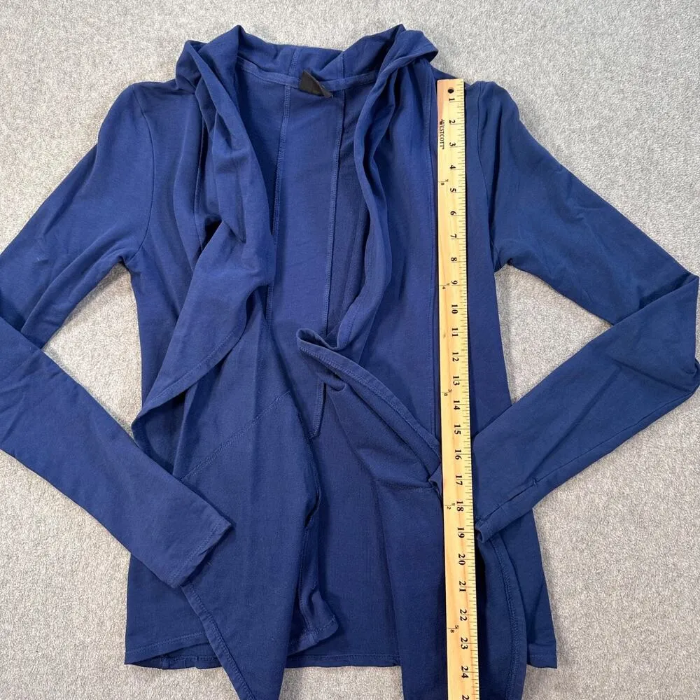Splits Fifty Nine Open Front Drape Cardigan Top Women's Small Navy Blue Terry - Image 4