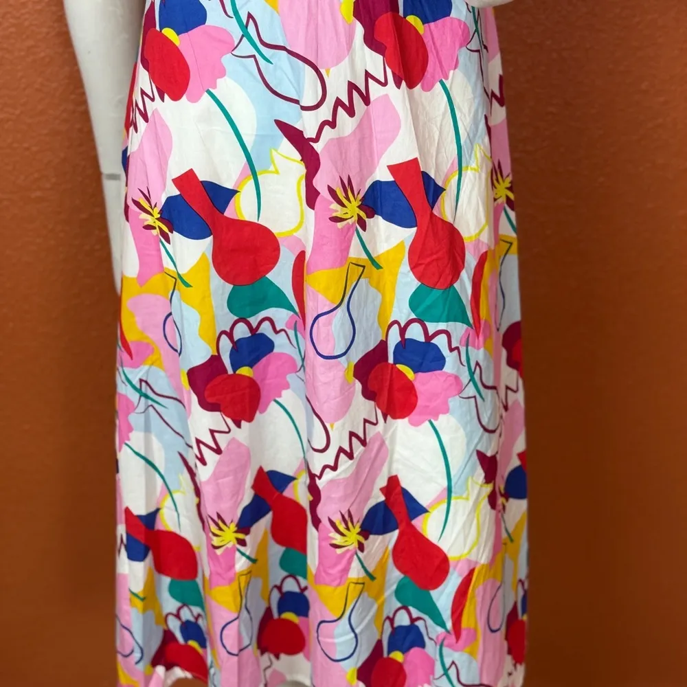FREE PEOPLE Glamorous Abstract Rainbow Colorful Abstract Print dress Size 6. E51 - Image 5