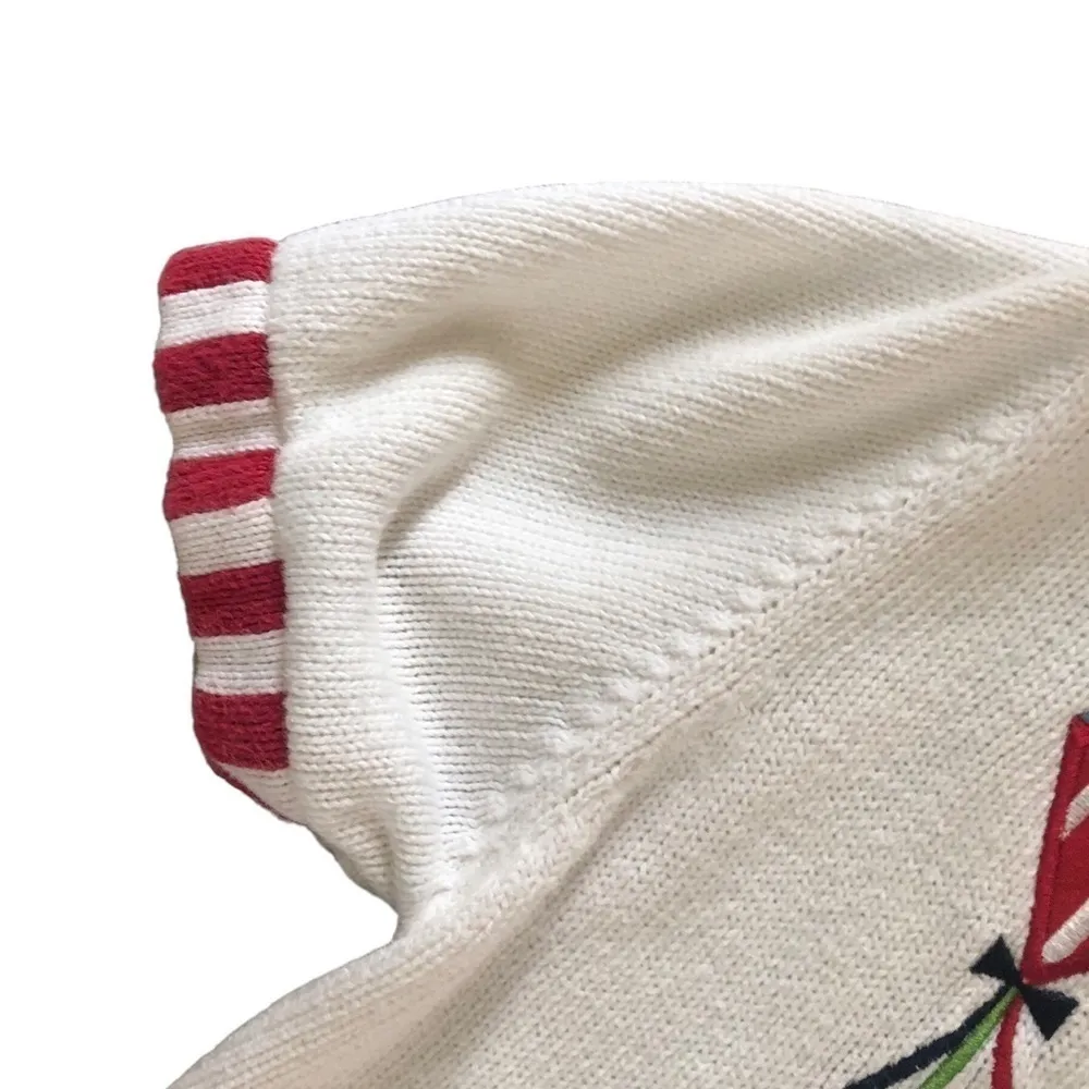 Quaker Factory Costal Grandma America Patriotic Cardigan Sweater M Stars Flags - Image 5