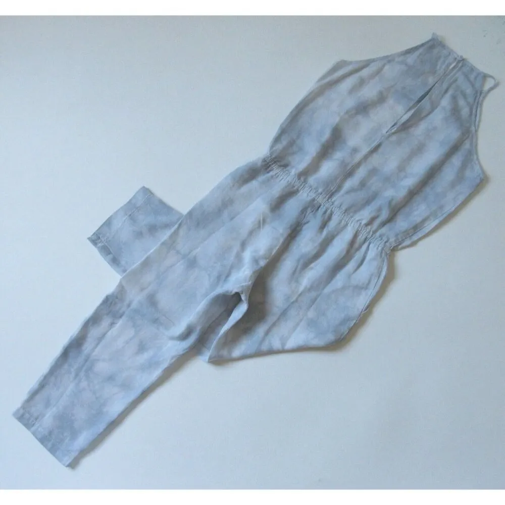 NWoT Anthropologie Cloth & Stone Ice Blue Tie Dye Sleeveless Cropped Jumpsuit M - Image 5