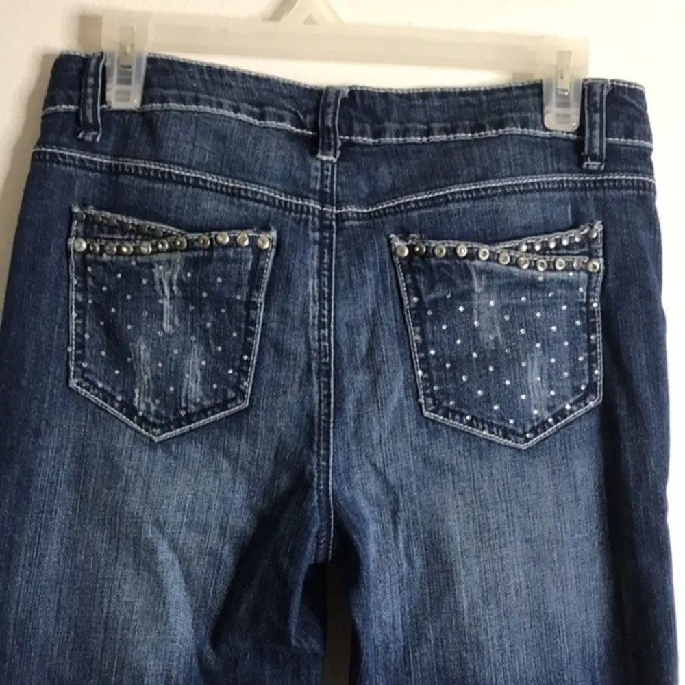 Cache Boot Cut With gem Embellishment Beads distressed jeans size 6 - Image 12