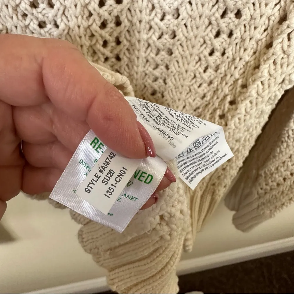 J. Crew Cream Wide Neck Beach Sweater with Pointelle Stitch Coastal Grannycore - Image 5