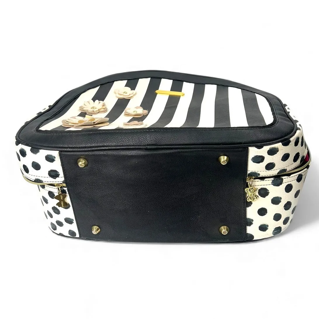 Betsey Johnson Round Weekender Overnight Train Case Bag Tote Travel BIG Flowers - Image 10