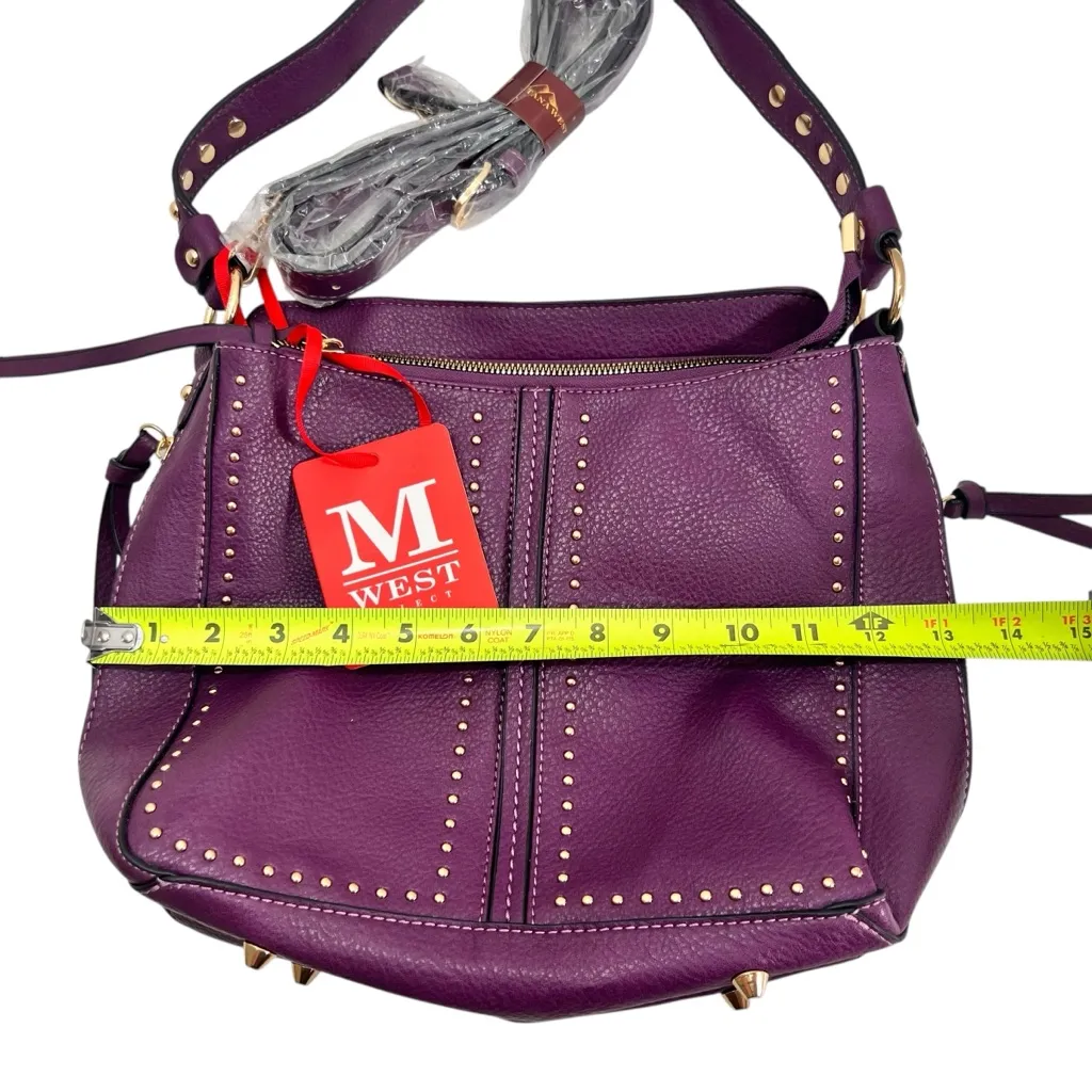 Montana West Studded Hobo Bag with Concealed Carry in Purple and Gold NWT - Image 9