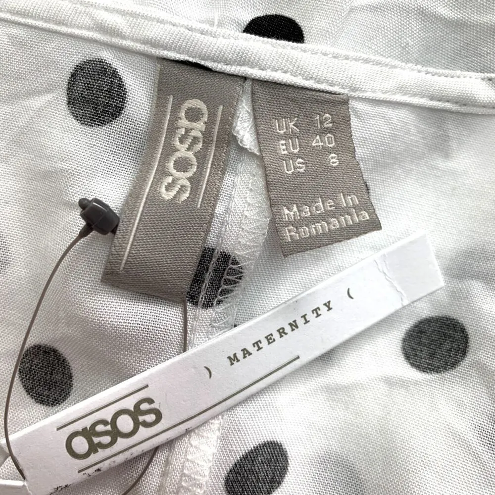 ASOS Womens Shirt Dress Maternity Nursing Polka Dot Button Down Relaxed Fit Sz 8 - Image 9