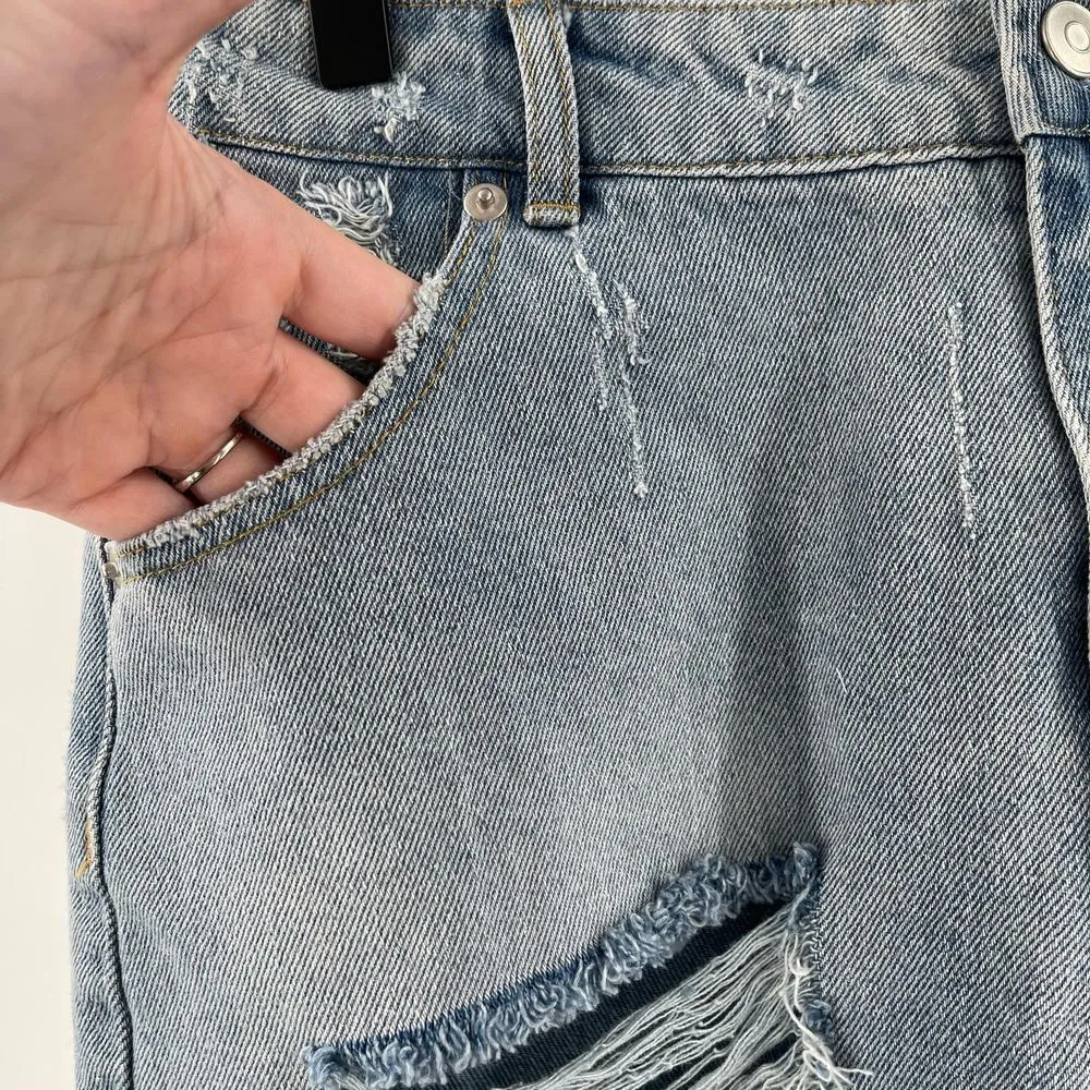 PEACH LOVE CALIFORNIA Jean Shorts Size Large Denim Faux Pockets 100% Cotton - Image 8